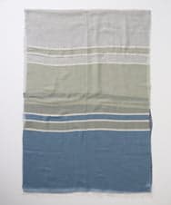 PL3GD22190 CHRISTIAN AUJARD(クリスチャン・オジャール) バイカラーサテンボーダーストール サックスブルー×ネイビー