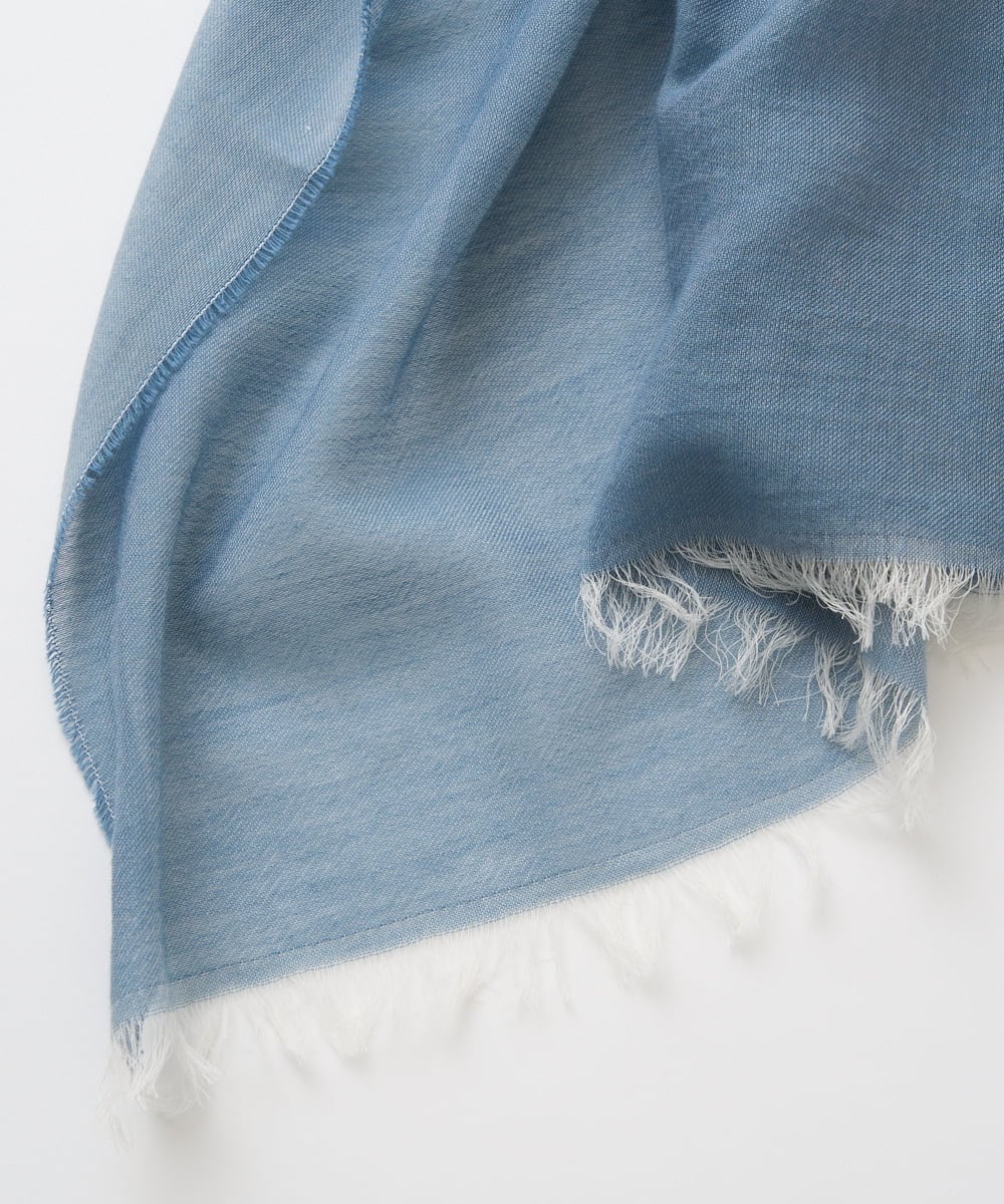 PL3GD22190 CHRISTIAN AUJARD(クリスチャン・オジャール) バイカラーサテンボーダーストール サックスブルー×ネイビー