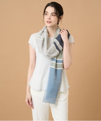 PL3GD22190 CHRISTIAN AUJARD バイカラーサテンボーダーストール