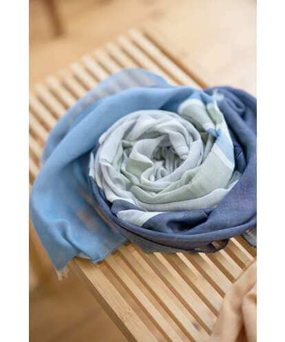 PL3GD22190 CHRISTIAN AUJARD バイカラーサテンボーダーストール