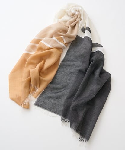 PL3GD22190 CHRISTIAN AUJARD バイカラーサテンボーダーストール