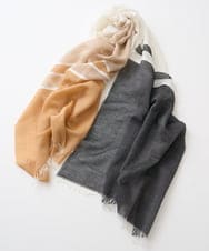 PL3GD22190 CHRISTIAN AUJARD(クリスチャン・オジャール) バイカラーサテンボーダーストール キャメル×ブラック