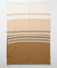 PL3GD22190 CHRISTIAN AUJARD(クリスチャン・オジャール) バイカラーサテンボーダーストール キャメル×ブラック