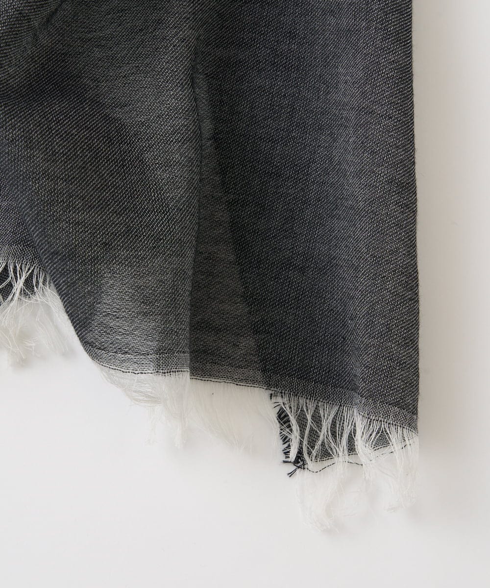 PL3GD22190 CHRISTIAN AUJARD(クリスチャン・オジャール) バイカラーサテンボーダーストール キャメル×ブラック