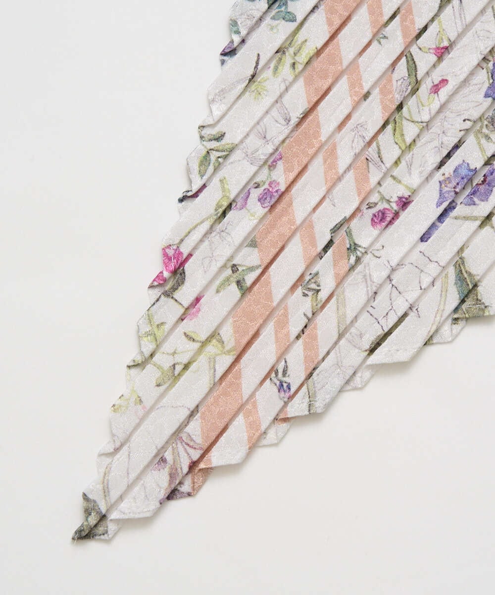 PL3GE05190 CHRISTIAN AUJARD(クリスチャン・オジャール) ボタニカルフラワースカーフ ホワイト×ピンク系