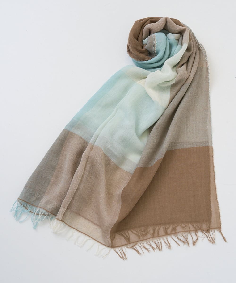 PL3GE08180 CHRISTIAN AUJARD(クリスチャン・オジャール) コットンブロックチェックストール ライトブルー