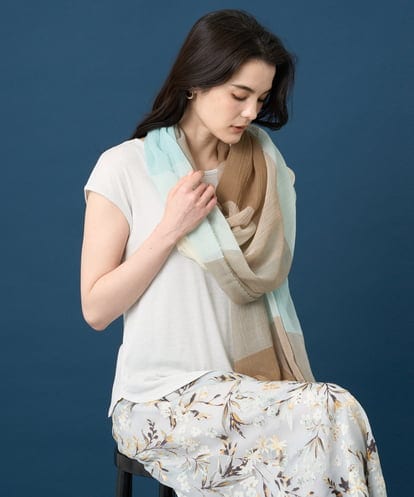 PL3GE08180 CHRISTIAN AUJARD コットンブロックチェックストール