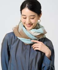 PL3GE08180 CHRISTIAN AUJARD(クリスチャン・オジャール) コットンブロックチェックストール ライトブルー