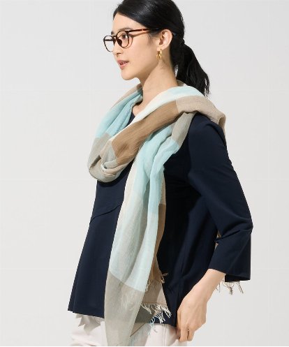 PL3GE08180 CHRISTIAN AUJARD コットンブロックチェックストール