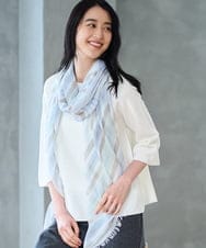 PL3GF16110 CHRISTIAN AUJARD(クリスチャン・オジャール) ボーダーストール ライトブルー