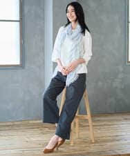 PL3GF16110 CHRISTIAN AUJARD(クリスチャン・オジャール) ボーダーストール ライトブルー