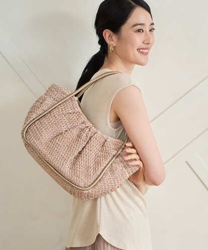 PL5GD15360 CHRISTIAN AUJARD ラフィアライクハーフムーンバッグ