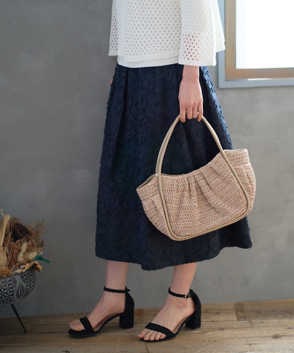 PL5GD15360 CHRISTIAN AUJARD(クリスチャン・オジャール) ラフィアライクハーフムーンバッグ ベージュ