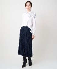 PRBAD17390 CHRISTIAN AUJARD(クリスチャン・オジャール) 刺繍デザイン長袖ブラウス ホワイト
