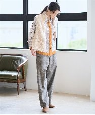 PRBAD32490 CHRISTIAN AUJARD(クリスチャン・オジャール) アートプリント長袖ブラウス ベージュ×オレンジ