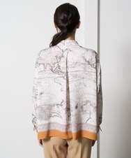 PRBAD32490 CHRISTIAN AUJARD(クリスチャン・オジャール) アートプリント長袖ブラウス ベージュ×オレンジ