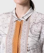 PRBAD32490 CHRISTIAN AUJARD(クリスチャン・オジャール) アートプリント長袖ブラウス ベージュ×オレンジ