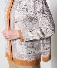 PRBAD32490 CHRISTIAN AUJARD(クリスチャン・オジャール) アートプリント長袖ブラウス ベージュ×オレンジ