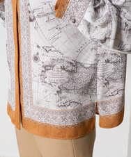 PRBAD32490 CHRISTIAN AUJARD(クリスチャン・オジャール) アートプリント長袖ブラウス ベージュ×オレンジ