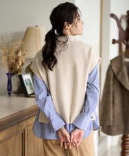 PRBAD34330 CHRISTIAN AUJARD(クリスチャン・オジャール) 長袖ストライプブラウス ブルー