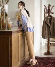 PRBAD34330 CHRISTIAN AUJARD(クリスチャン・オジャール) 長袖ストライプブラウス ブルー