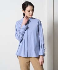 PRBAD34330 CHRISTIAN AUJARD(クリスチャン・オジャール) 長袖ストライプブラウス ブルー