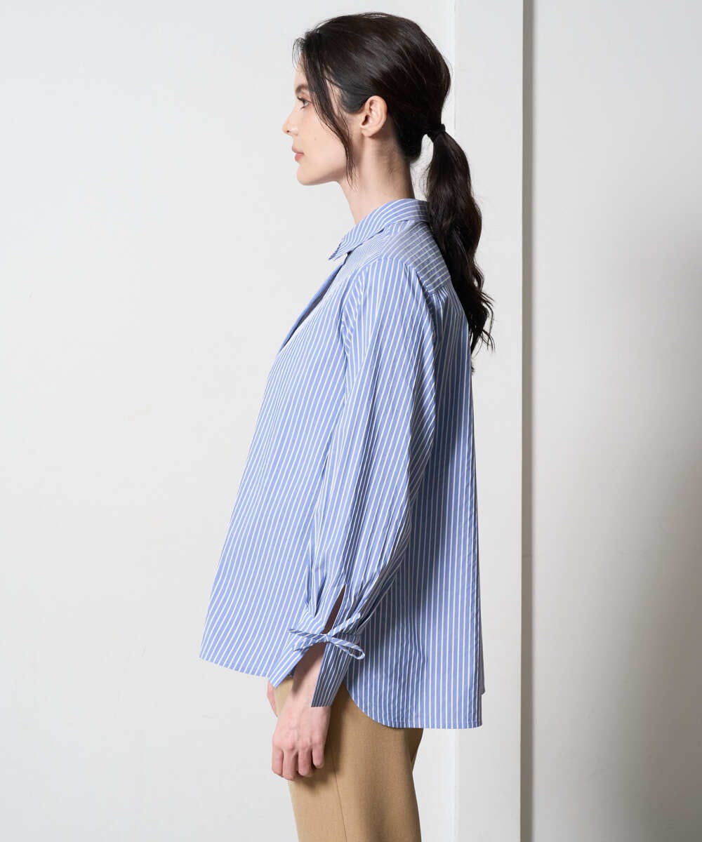 PRBAD34330 CHRISTIAN AUJARD(クリスチャン・オジャール) 長袖ストライプブラウス ブルー