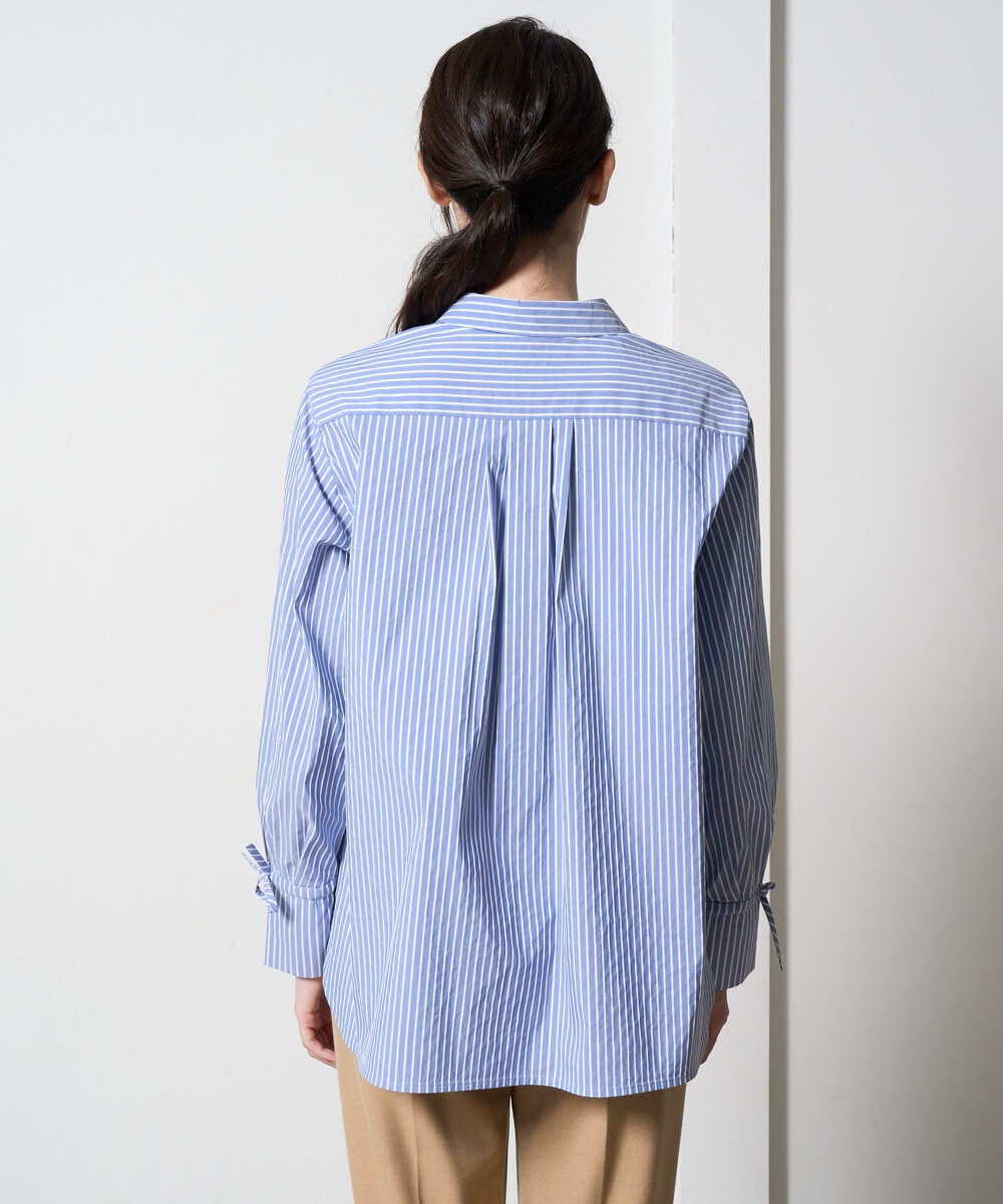 PRBAD34330 CHRISTIAN AUJARD(クリスチャン・オジャール) 長袖ストライプブラウス ブルー