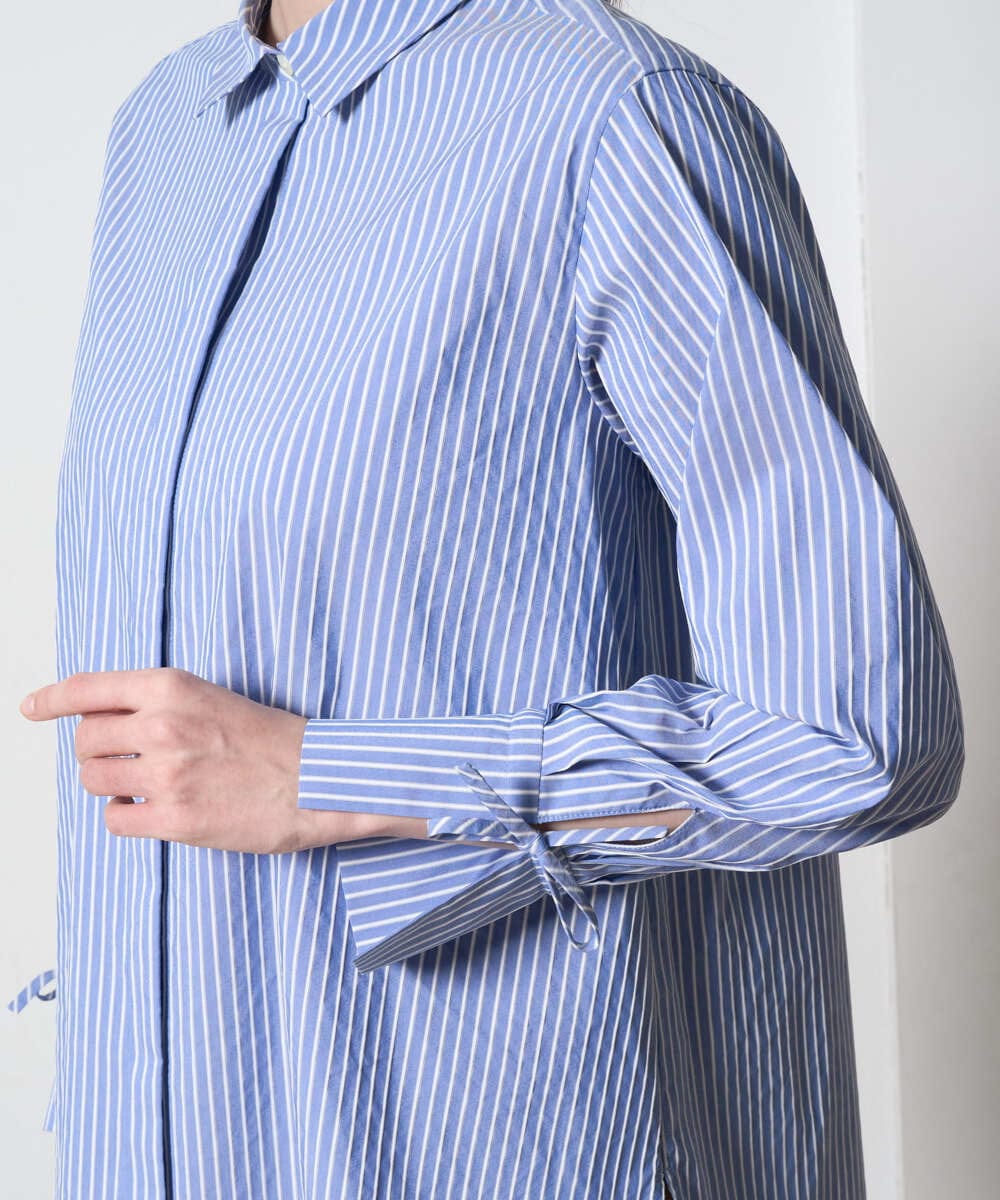 PRBAD34330 CHRISTIAN AUJARD(クリスチャン・オジャール) 長袖ストライプブラウス ブルー