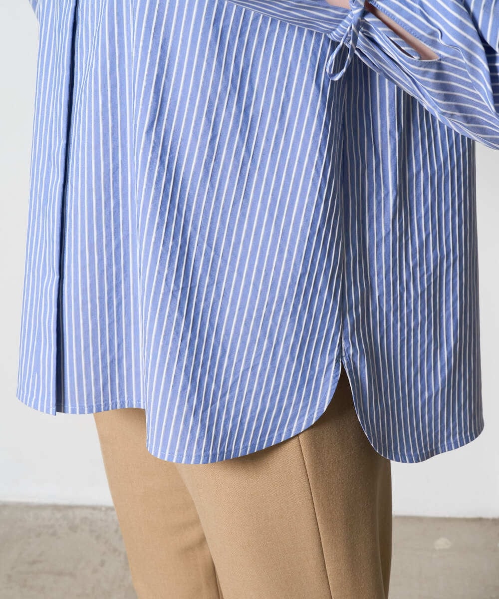 PRBAD34330 CHRISTIAN AUJARD(クリスチャン・オジャール) 長袖ストライプブラウス ブルー