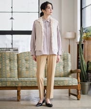 PRBAD34330 CHRISTIAN AUJARD(クリスチャン・オジャール) 長袖ストライプブラウス ベージュ