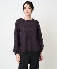 PRBCD03390 CHRISTIAN AUJARD(クリスチャン・オジャール) フラワーモールレースブラウス ネイビー系