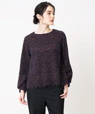 PRBCD03390 CHRISTIAN AUJARD(クリスチャン・オジャール) フラワーモールレースブラウス ネイビー系