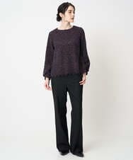 PRBCD03390 CHRISTIAN AUJARD(クリスチャン・オジャール) フラワーモールレースブラウス ネイビー系