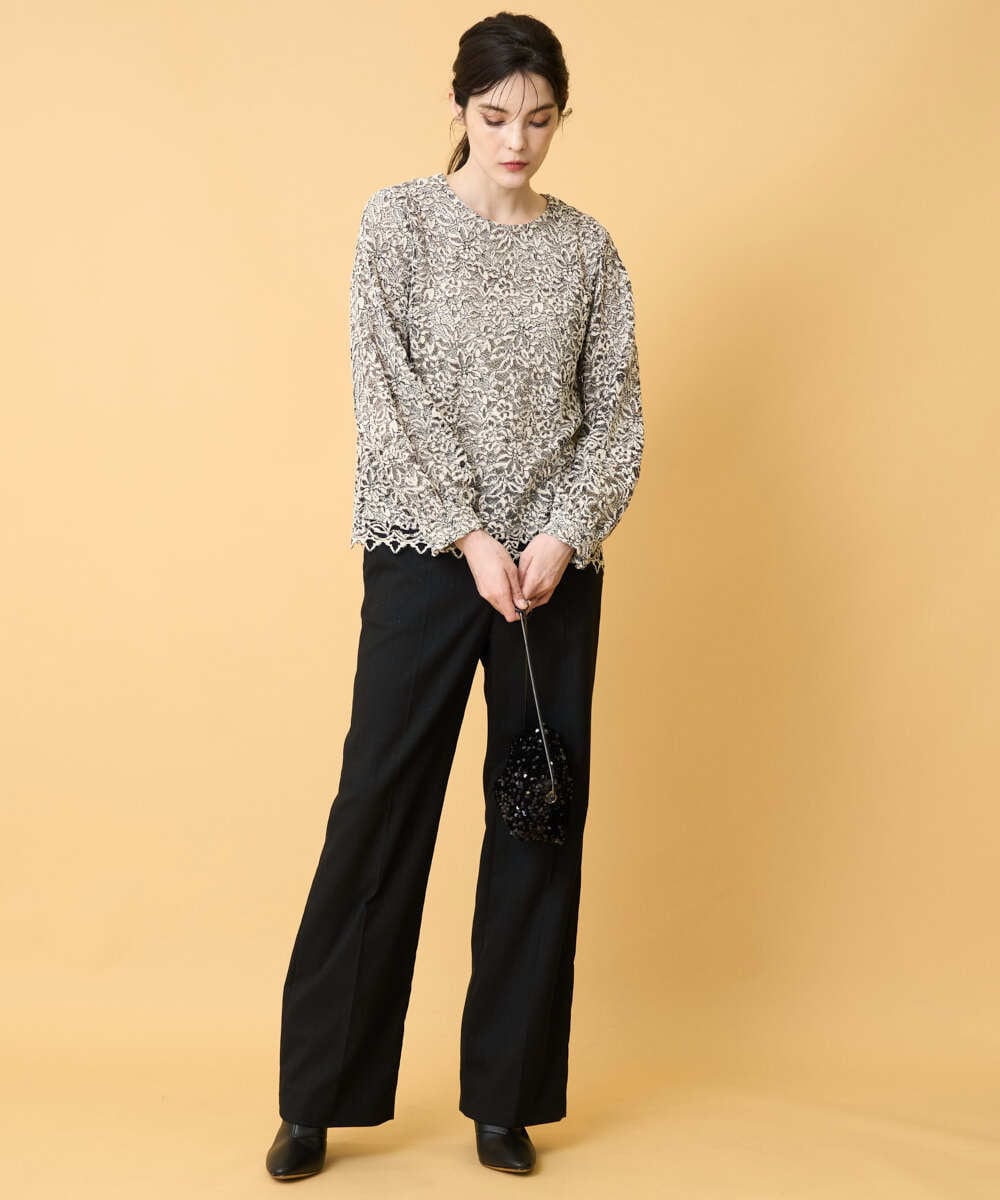 PRBCD03390 CHRISTIAN AUJARD(クリスチャン・オジャール) フラワーモールレースブラウス アイボリー系