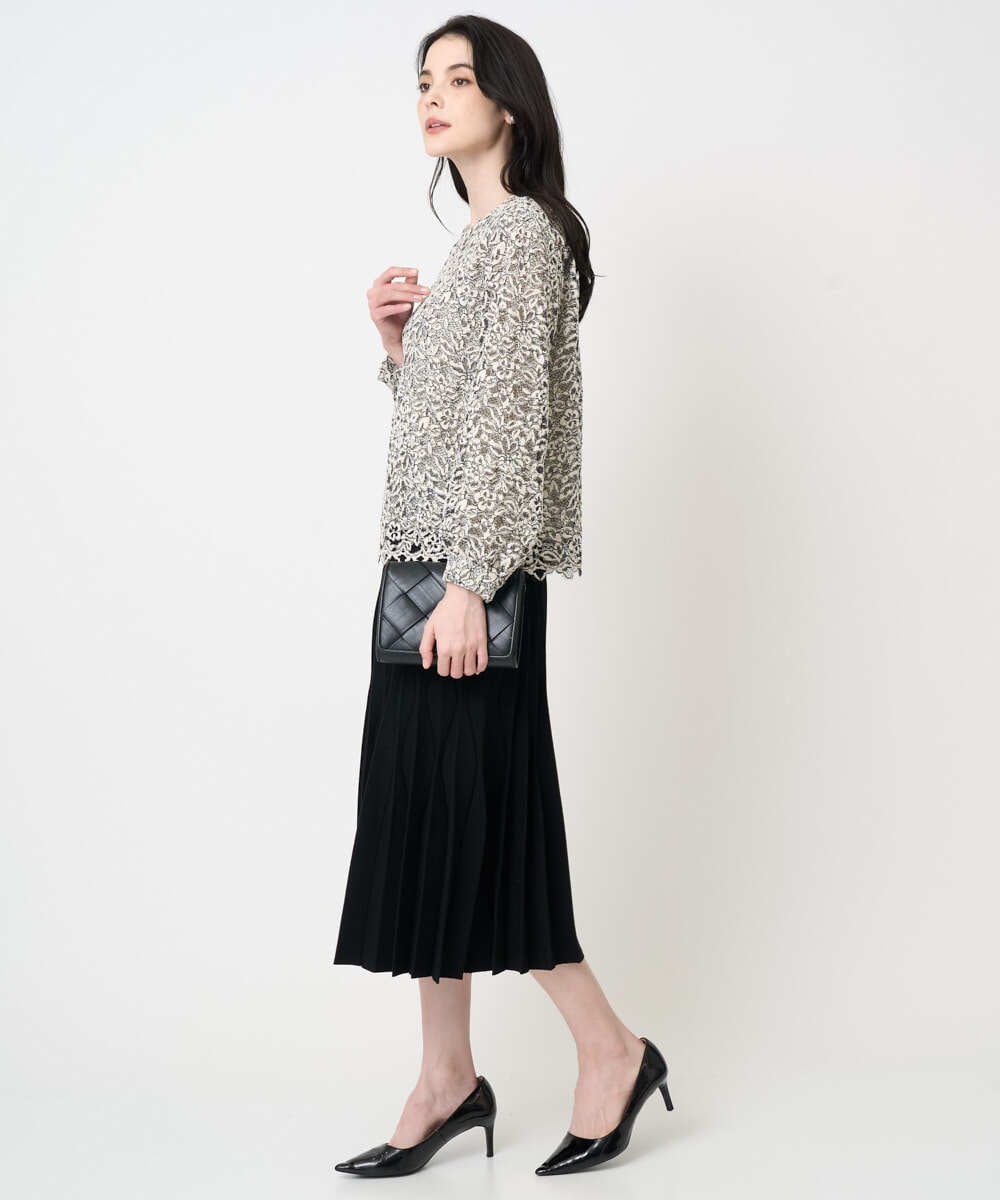 PRBCD03390 CHRISTIAN AUJARD(クリスチャン・オジャール) フラワーモールレースブラウス アイボリー系