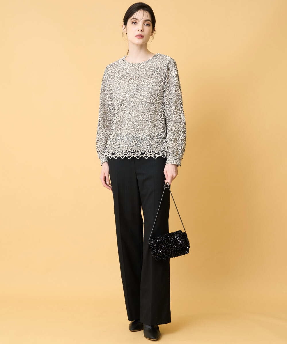 PRBCD03390 CHRISTIAN AUJARD(クリスチャン・オジャール) フラワーモールレースブラウス アイボリー系