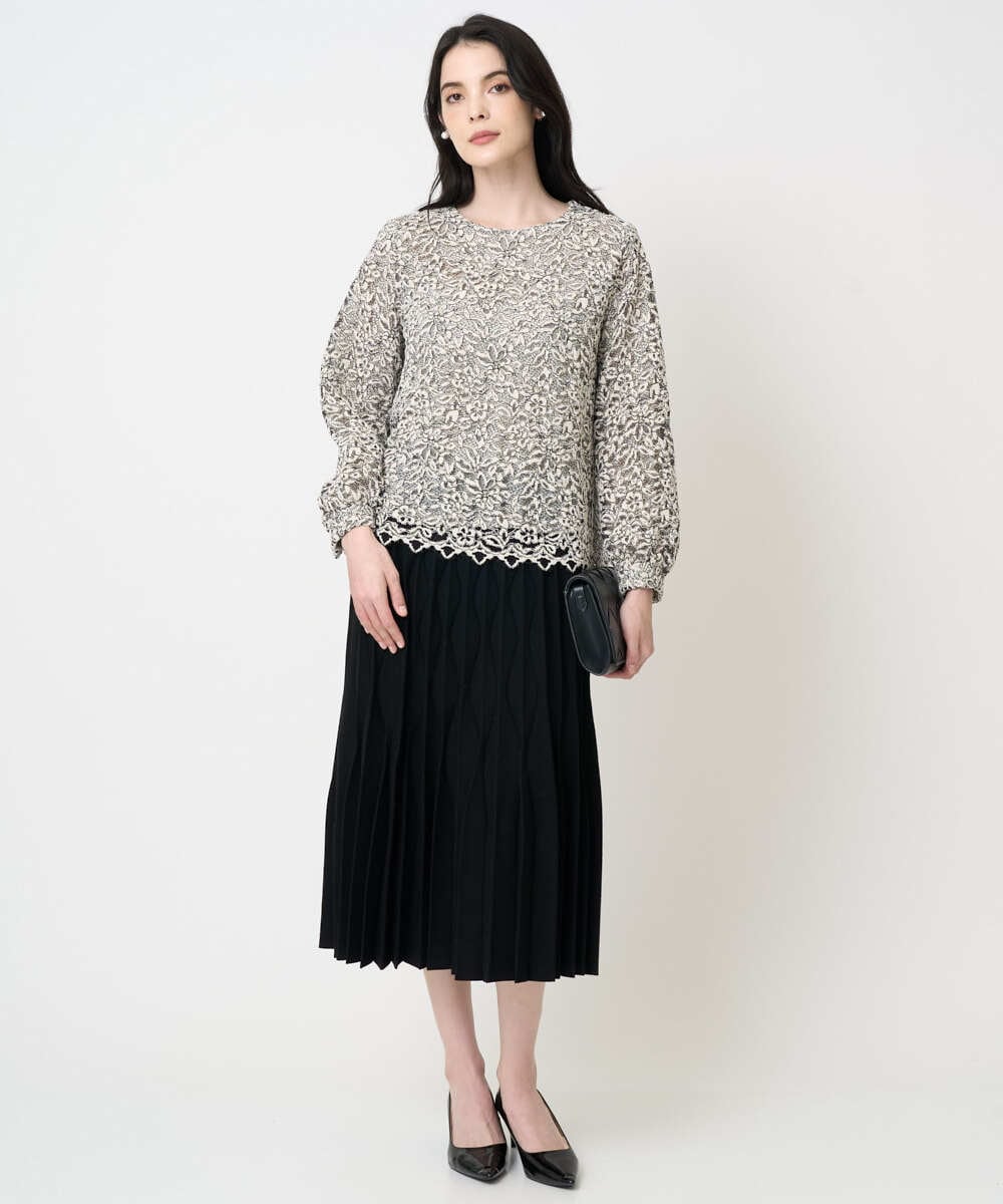 PRBCD03390 CHRISTIAN AUJARD(クリスチャン・オジャール) フラワーモールレースブラウス アイボリー系