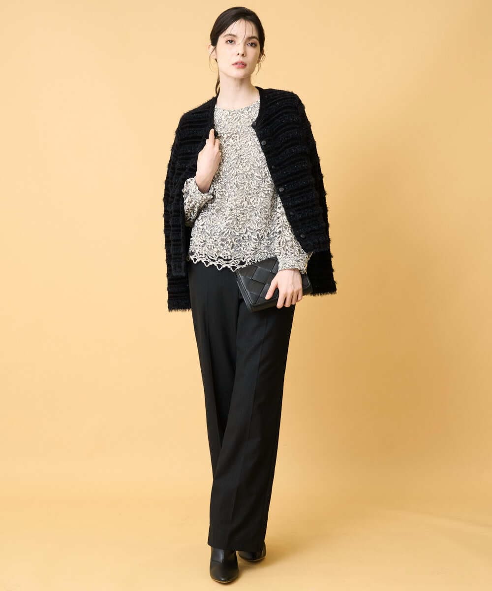 PRBCD03390 CHRISTIAN AUJARD(クリスチャン・オジャール) フラワーモールレースブラウス アイボリー系