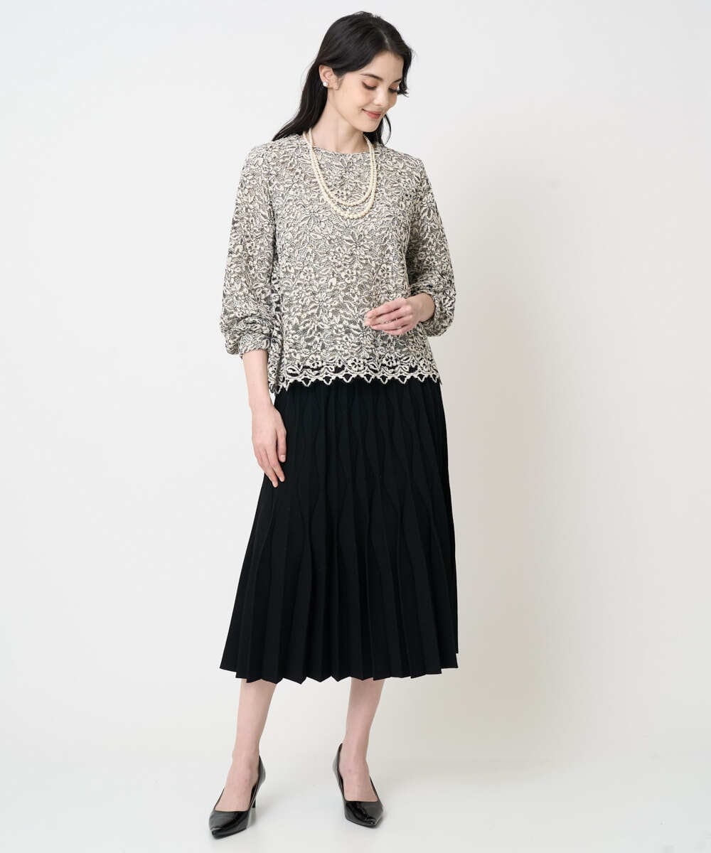 PRBCD03390 CHRISTIAN AUJARD(クリスチャン・オジャール) フラワーモールレースブラウス アイボリー系