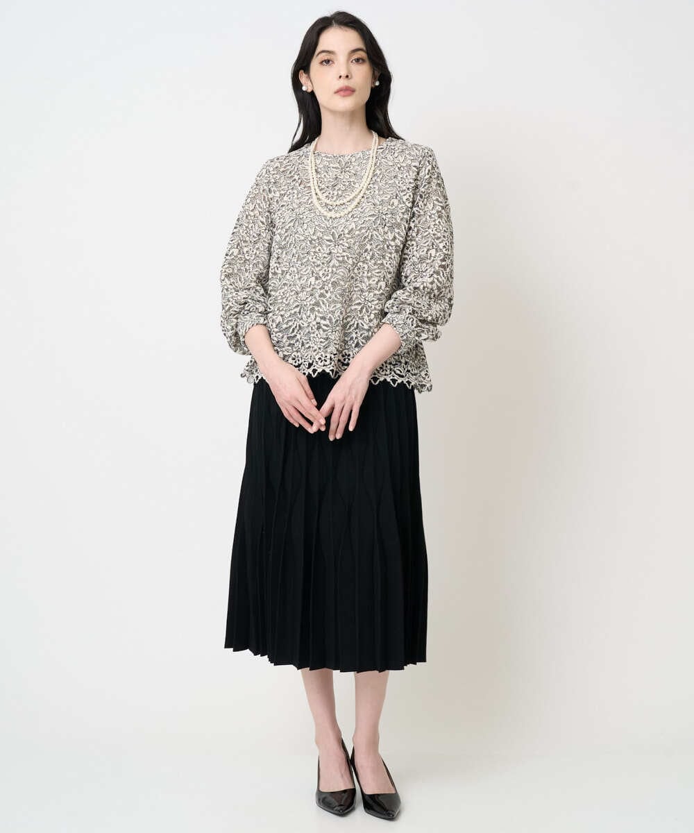 PRBCD03390 CHRISTIAN AUJARD(クリスチャン・オジャール) フラワーモールレースブラウス アイボリー系