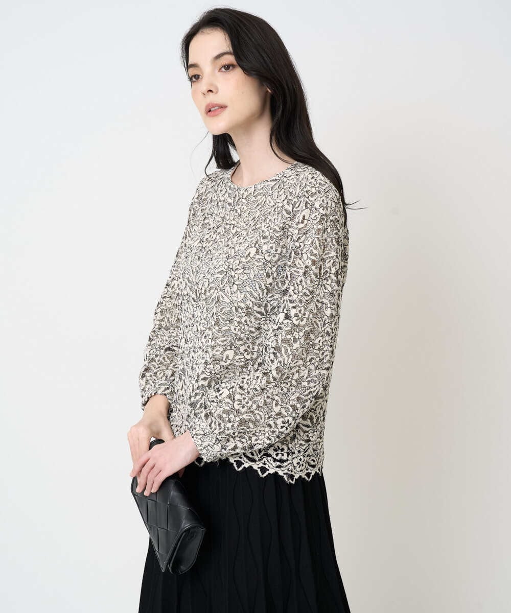 PRBCD03390 CHRISTIAN AUJARD(クリスチャン・オジャール) フラワーモールレースブラウス アイボリー系