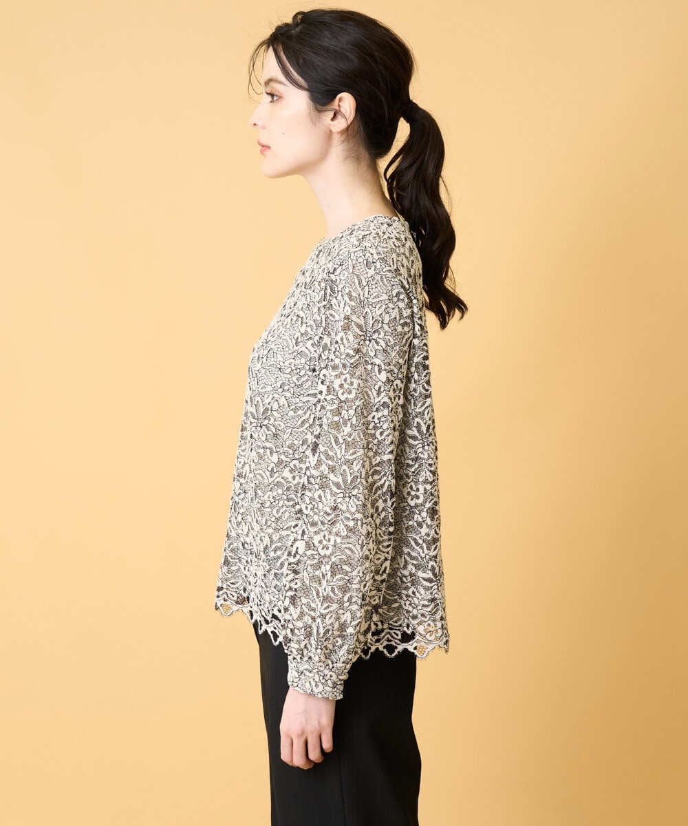 PRBCD03390 CHRISTIAN AUJARD(クリスチャン・オジャール) フラワーモールレースブラウス アイボリー系