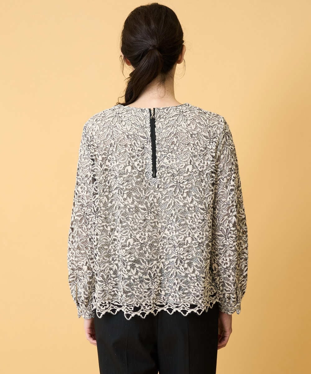 PRBCD03390 CHRISTIAN AUJARD(クリスチャン・オジャール) フラワーモールレースブラウス アイボリー系