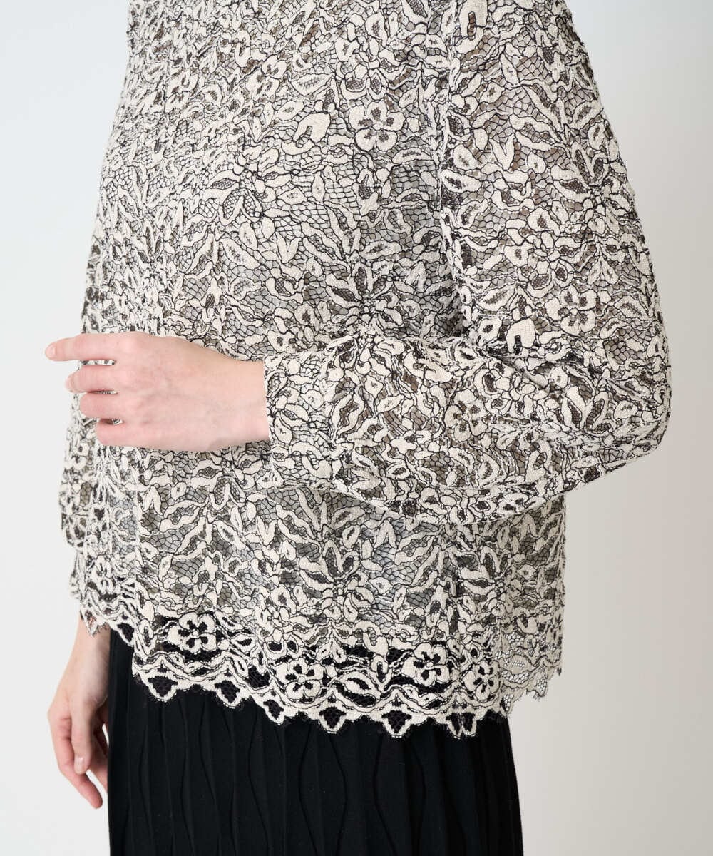 PRBCD03390 CHRISTIAN AUJARD(クリスチャン・オジャール) フラワーモールレースブラウス アイボリー系