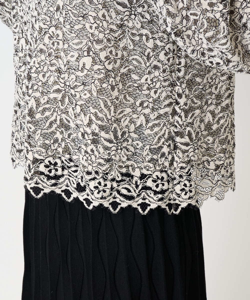 PRBCD03390 CHRISTIAN AUJARD(クリスチャン・オジャール) フラワーモールレースブラウス アイボリー系