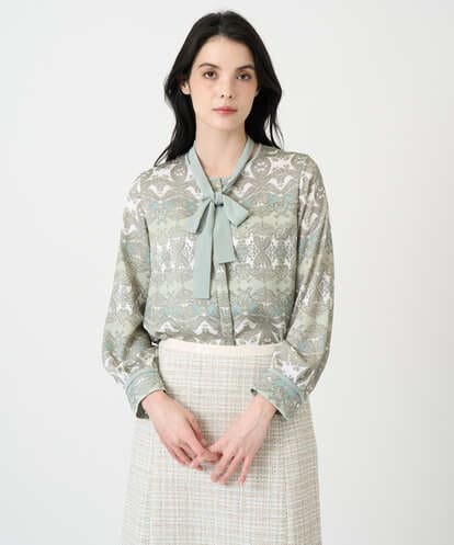 PRBEE03490 CHRISTIAN AUJARD レーシーオーナメントプリントブラウス