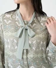 PRBEE03490 CHRISTIAN AUJARD(クリスチャン・オジャール) レーシーオーナメントプリントブラウス グリーン系