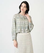 PRBEE03490 CHRISTIAN AUJARD(クリスチャン・オジャール) レーシーオーナメントプリントブラウス グリーン系