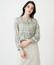 PRBEE03490 CHRISTIAN AUJARD(クリスチャン・オジャール) レーシーオーナメントプリントブラウス グリーン系